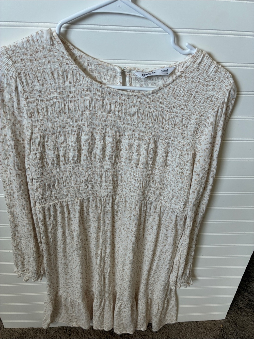 Sonoma Cream Floral Smocked-Yoke Tunic Dress - Picture 2 of 7